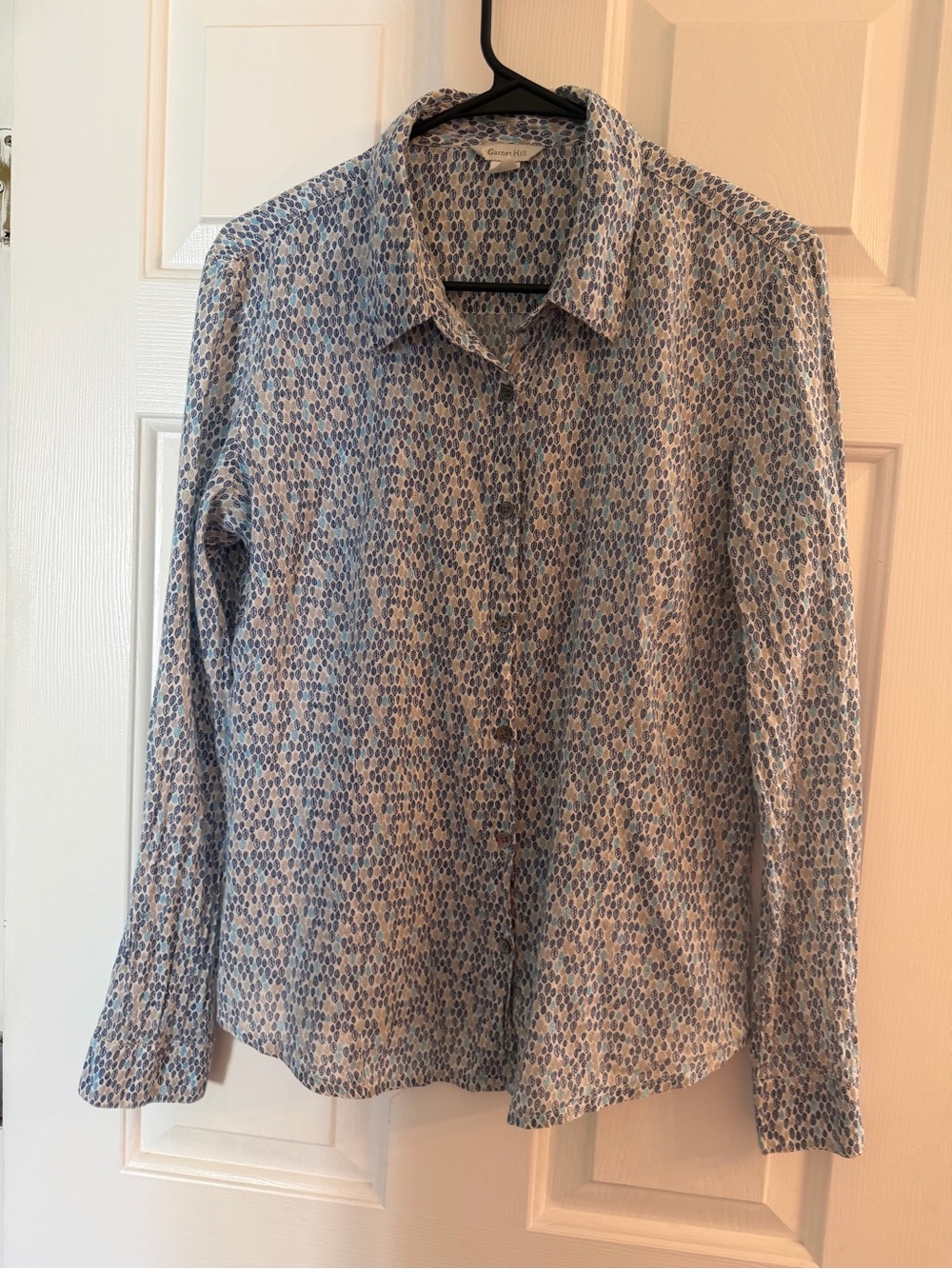 Garnet Hill Blue & White Printed Button-Down Shirt